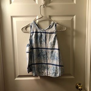 Denim blue patch crop tank top